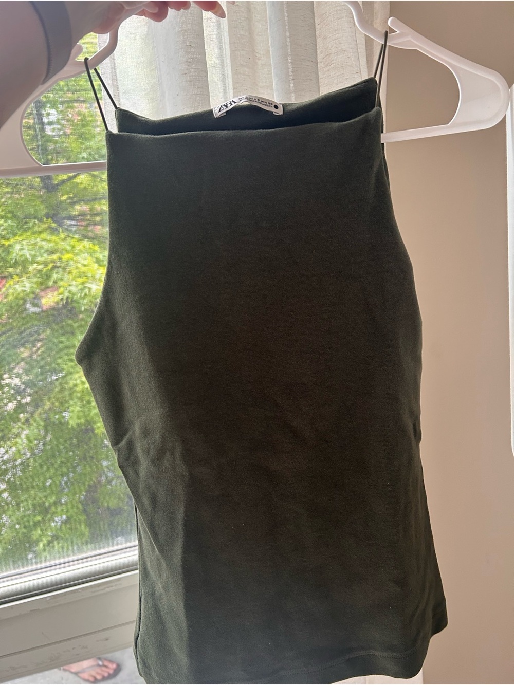 Zara Olive Crewneck Sleeveless Top